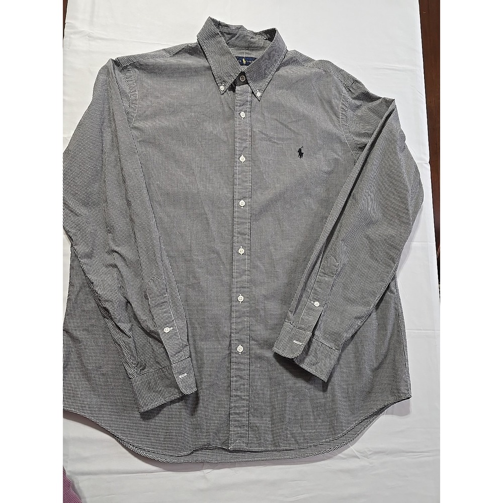Ralph Lauren Shirt Mens XL White Black  Gingham Check Long Sleeve‎ Button Down